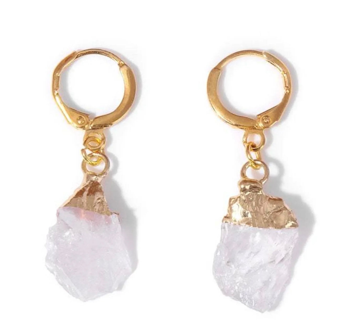 Pure Radiance: Clear Quartz Natural Crystal Dangle Earrings