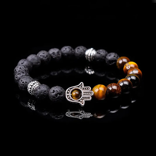 Tiger Eye Lava Stone Natural Beaded Bracelet