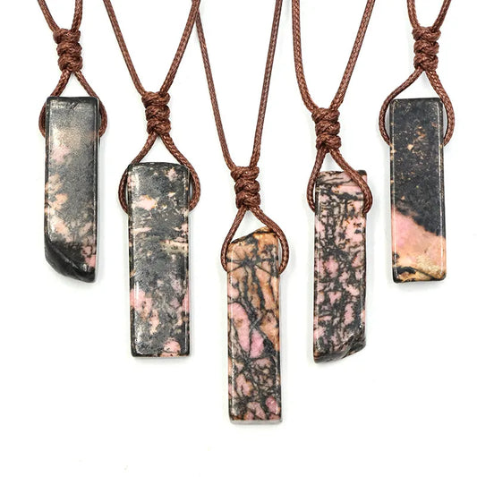 Handmade Artisan Rhodonite Rope Necklace