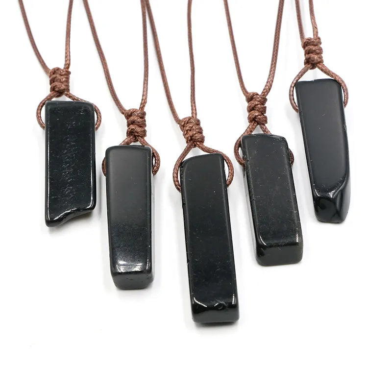 Handmade Artisan Obsidian Rope Necklace