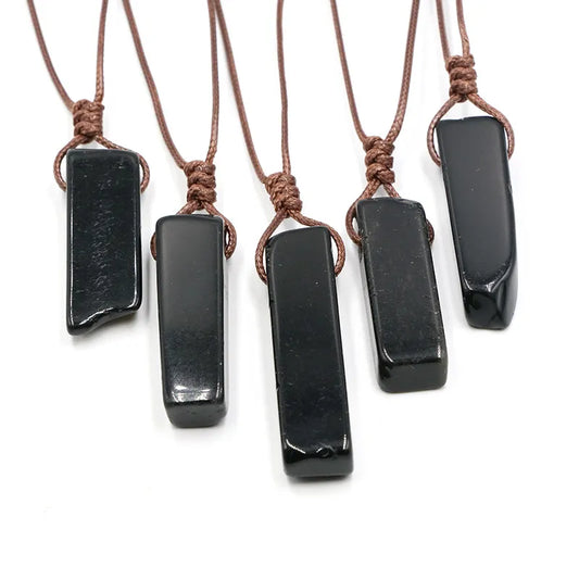Handmade Artisan Obsidian Rope Necklace