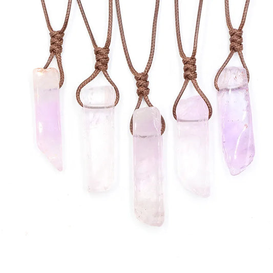 Handmade Artisan Light Amethyst Rope Necklace