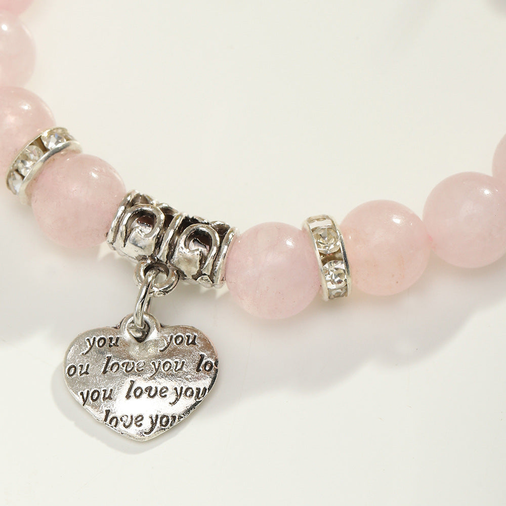 Handcrafted Korean Rose Quartz Natural Crystal Beaded Bracelet