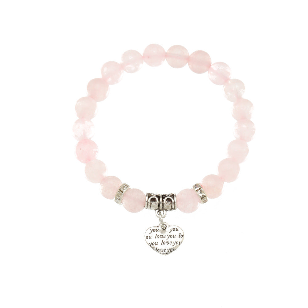 Handcrafted Korean Rose Quartz Natural Crystal Beaded Bracelet