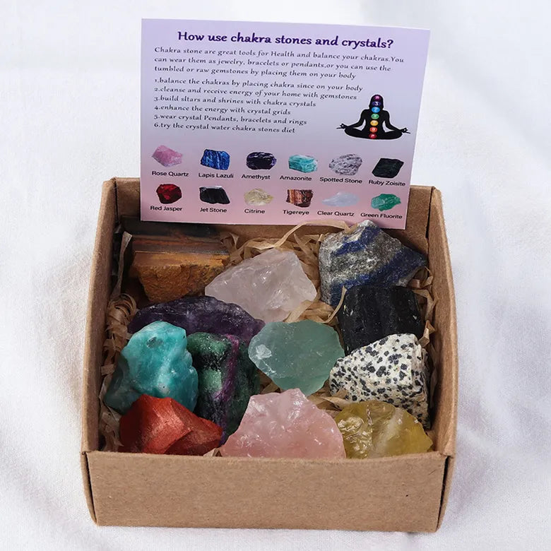 12-Piece Raw Chakra Stone Crystal Gift Set