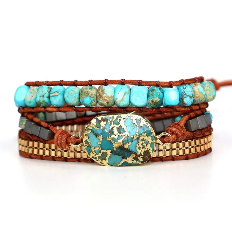 Serenity of Ganesha: Turquoise Natural Crystal Bracelet For Spiritual Expansion