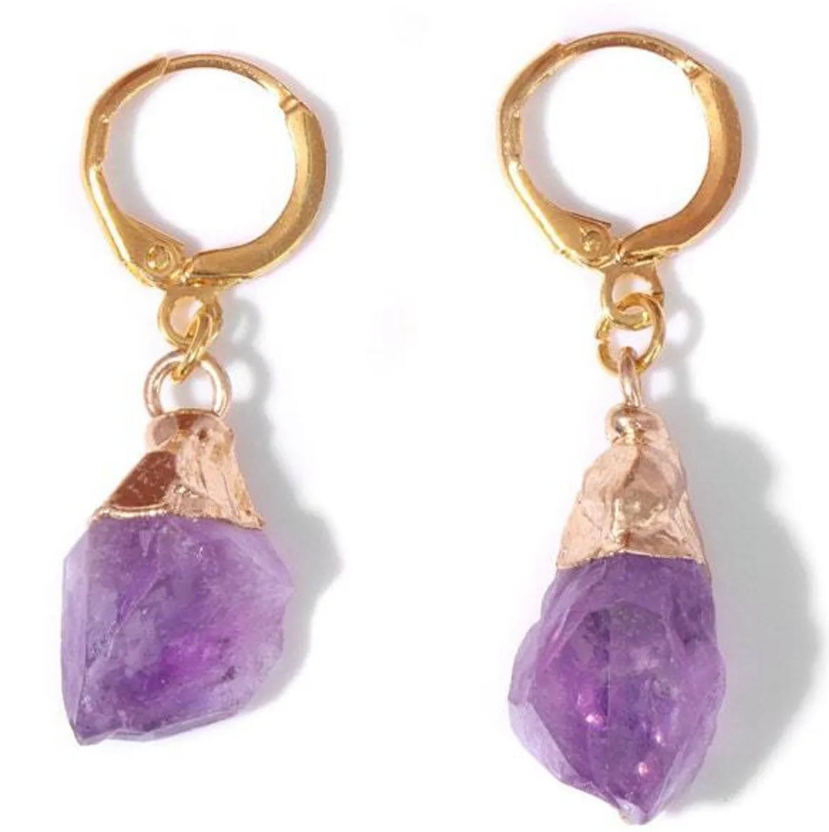 Violet Serenity: Natural Amethyst Crystal Drop Earrings